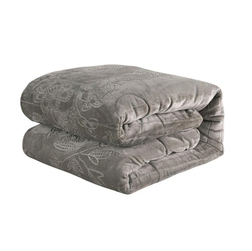 مفرش شتوي مفرد ونص 4 قطع- ريلاكس-لون زيتي