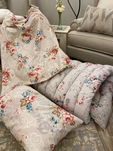 بكج الضيوف صيفي لون ورود حمرا-4قطع قطن