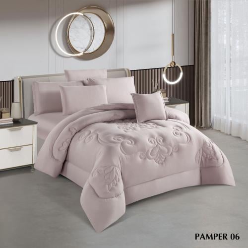 مفرش بامير صيفي مفرد ونص - (٤ قطع) لون لحمي