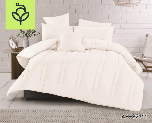 مفرش صيفي مزدوج لون ابيض -8قطع