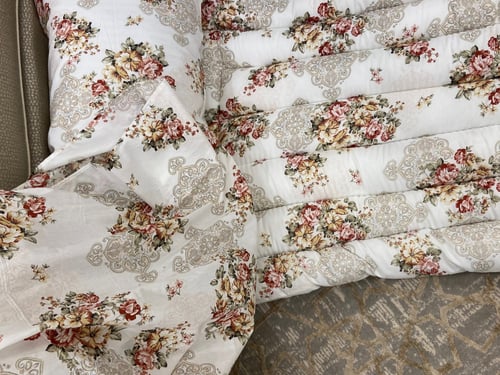 بكج الضيوف صيفي لون احمر مشجر -4قطع قطن