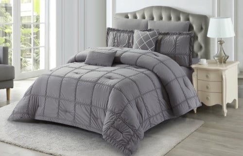 مفرش صيفي مزدوج لون رصاصي-8قطع