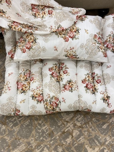 بكج الضيوف صيفي لون احمر مشجر -4قطع قطن