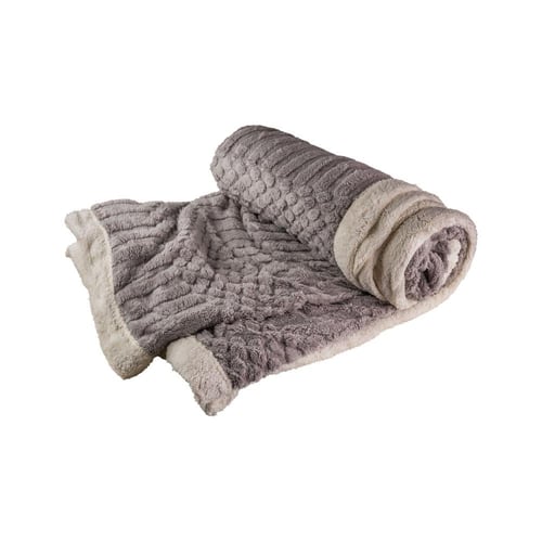 بطانية توليب مخمل فرو- مزدوج لون رصاصي غامق