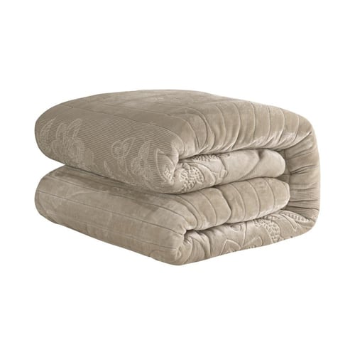 مفرش شتوي مزدوج مخمل 6 قطع - ريلاكس-لون بيج