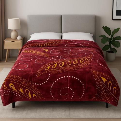 بطانية بيل الإسبانية طابق واحد مزدوج - أحمر مخطط