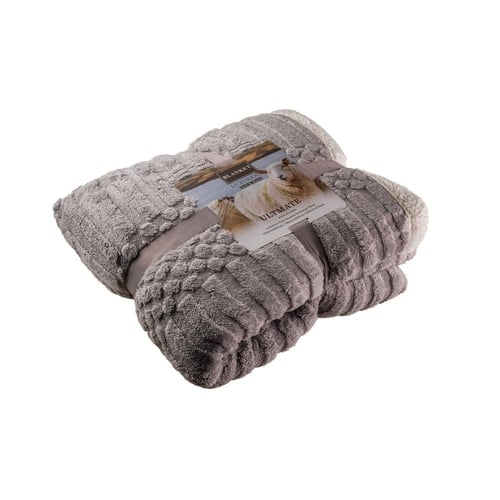 بطانية توليب مخمل فرو- مزدوج لون رصاصي غامق