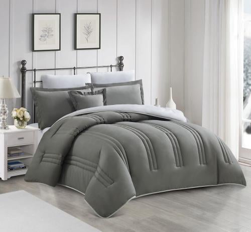 مفرش صيفي مفرد ونص ساده لون رصاصي-4قطع