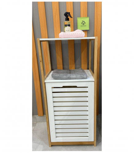 رف خشبي 2 دور مع سلة