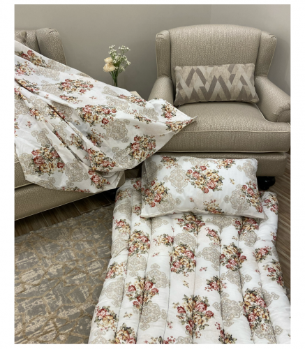 بكج الضيوف صيفي لون احمر مشجر -4قطع قطن