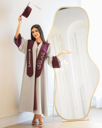 عباية تخرج موديل 2025 لون عنابي