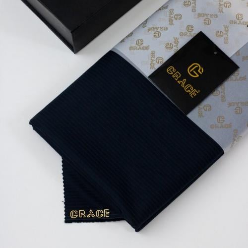 قماش ثوب شتوي كحلي مقلم الذهب G-236