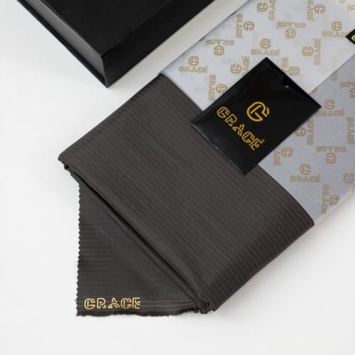 قماش ثوب شتوي بني مقلم الذهب G-233