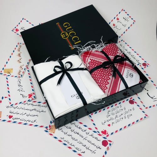 تنسيق هدية جوتشي شماغ وقماش