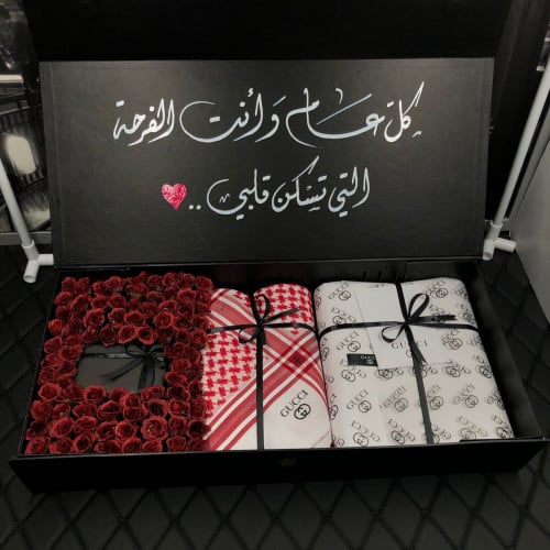 تنسيق هديه جوتشي (قماش+شماغ+كبك)