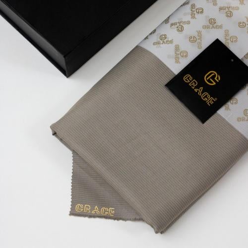 قماش ثوب شتوي بيج جولد مقلم G-227