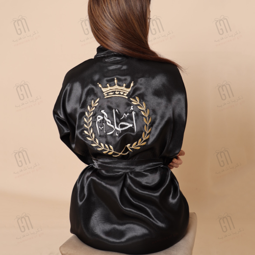 روب عروس لون اسود سادة