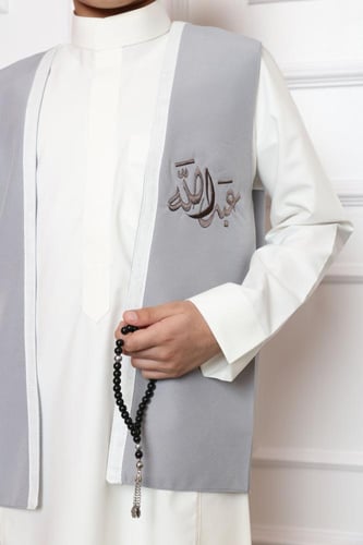 سديري أطفال لون رصاصي تطريز سدو خلفي