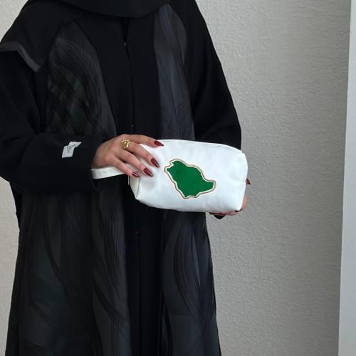 حقيبة يد جلدية مطرزة - خريطة المملكة
