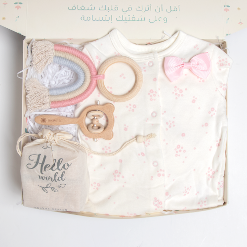 صندوق هدية بنت- أزهار وردية - صغير