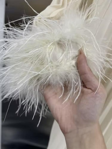 فستان أوربي انيق مزين بالكريستالات والريش