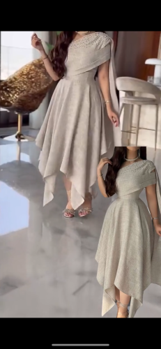 فستان فرنسي مطرز باالؤلؤ