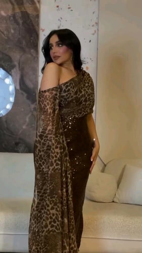 فستان تايجر مطرز بالترتر والشيفون