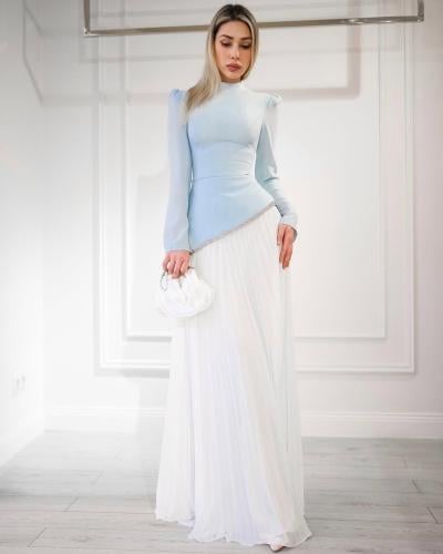 فستان فرنسي بليسيه مزين بالفصوص الجميله