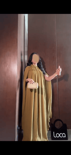 فستان بني بقصات ملكيه