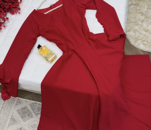 فستان فرنسي احمر فكتوري