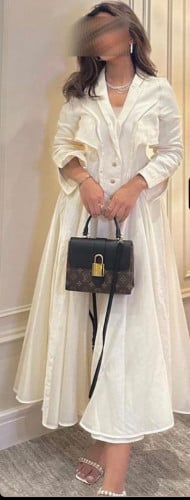 فستان فرنسي رسمي صيفي بياقه رائعه