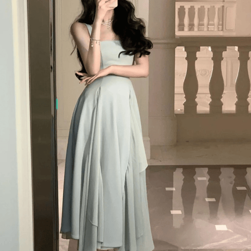 فستان فرنسي بالشيفونات الرائعه