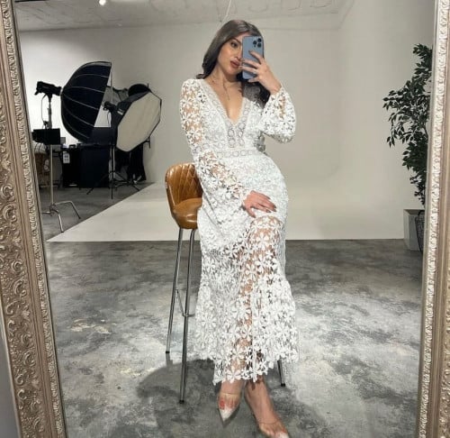 فستان اوربي جبير فخم ابيض