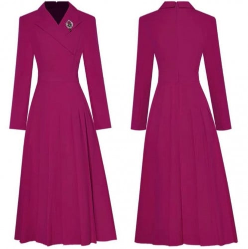 متوفر فوري فستان فوشي انيق بكسرات رائعه