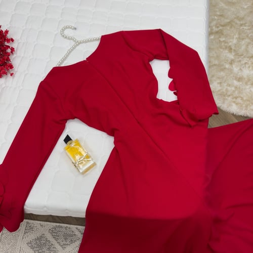 فستان فرنسي احمر فكتوري