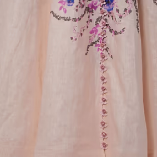 فستان اوربي مشجر بورود الزهر والبنفسج بتدرجات اللو...