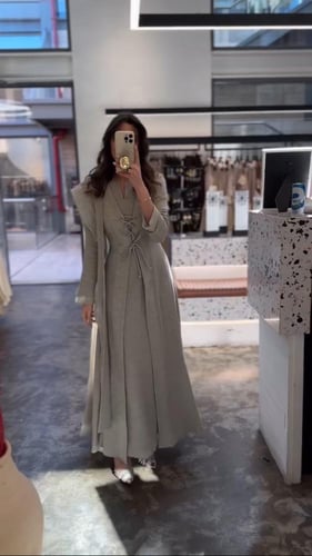 فستان فرنسي رمادي