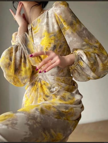 فستان فرنسي اصفر