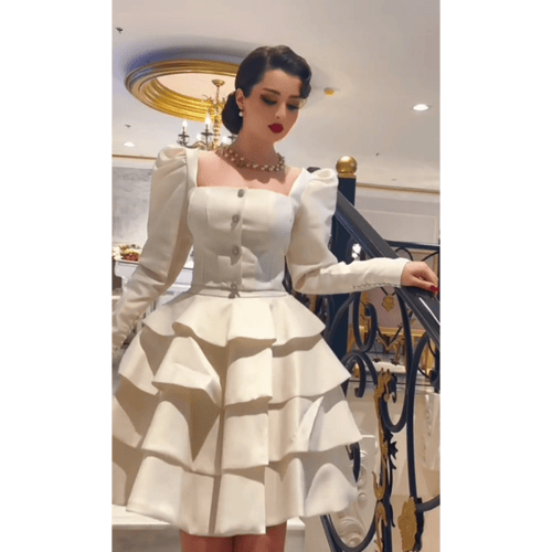 فستان فرنسي ابيض فكتوري