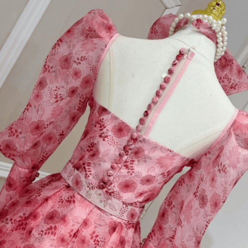 فستان فكتوري منفوش +طوق+حزام