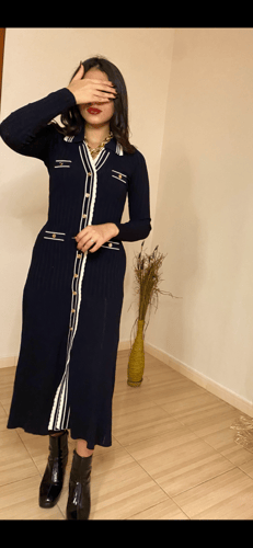 فستان فرنسي محبوك اطرافه جبير