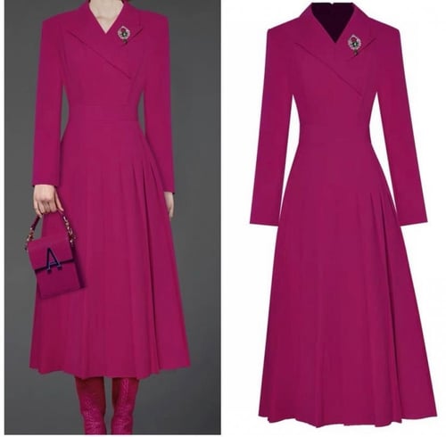 متوفر فوري فستان فوشي انيق بكسرات رائعه