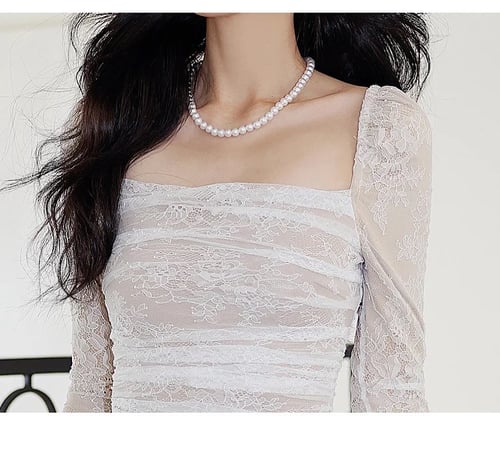 فستان بالدانتيل الفرنسي الأنيق