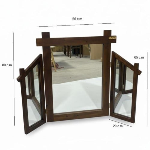 مرآة تسريحة خشبية ثلاثية قابلة للطي #1