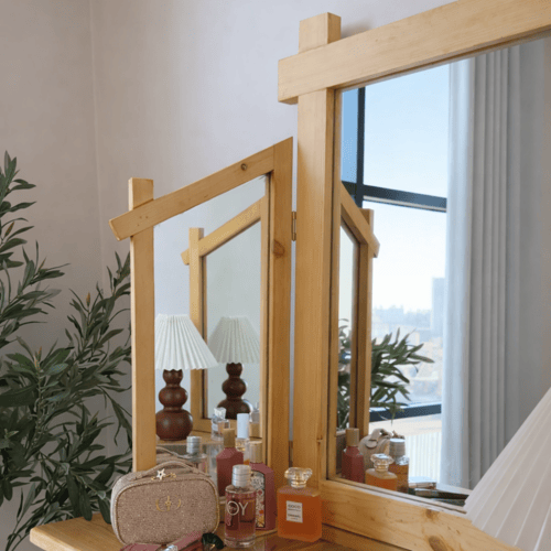 مرآة تسريحة خشبية ثلاثية قابلة للطي #2
