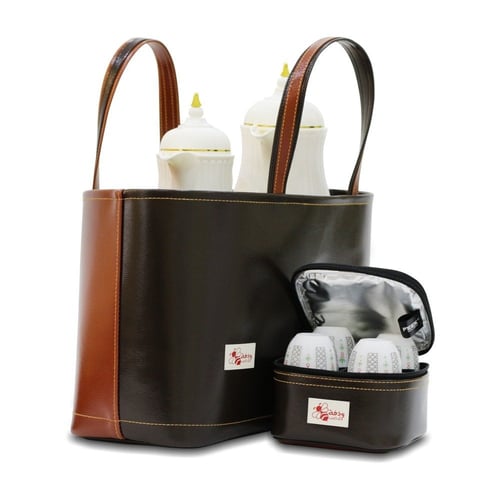 سلة وذفة عودي بني مع حافظة