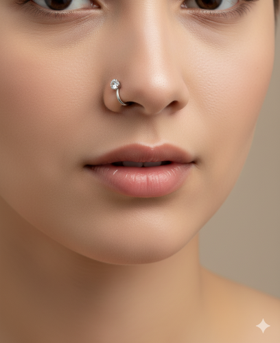 زمام أنف ستانلس ستيل بحجر كريستال – تصميم عصري للم...