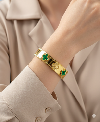 سوار ذهبي فاخر بتصميم زخرفي أنيق