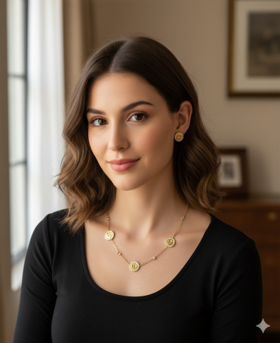 طقم مجوهرات ذهبي أنيق لإطلالة فاخرة