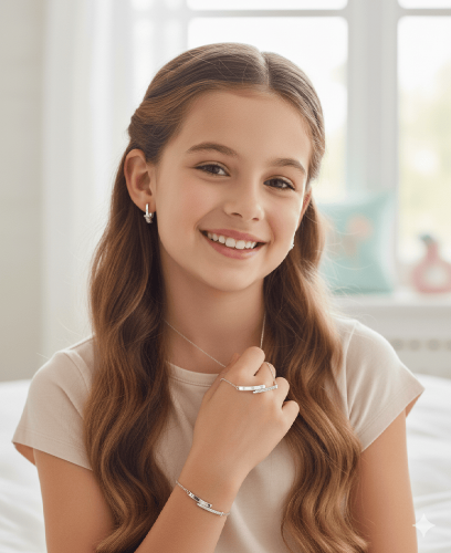 طقم فضي أنيق بتصميم عصري